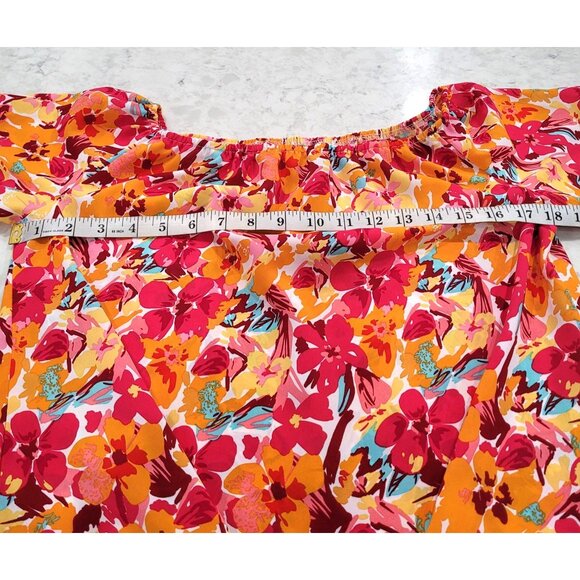 Shein Floral Off-Shoulder Tie-Front Cropped Top with Bell Sleeves Size M - Picture 7 of 8